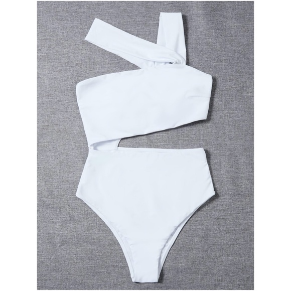 white cut out high waisted strappy monokini boho - Picture 3 of 8